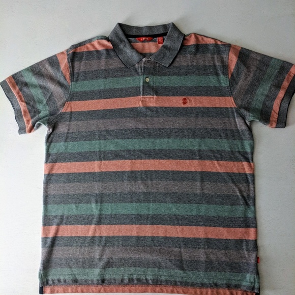 Izod Multicolored Striped Rainbow Polo Size XL - Picture 1 of 8